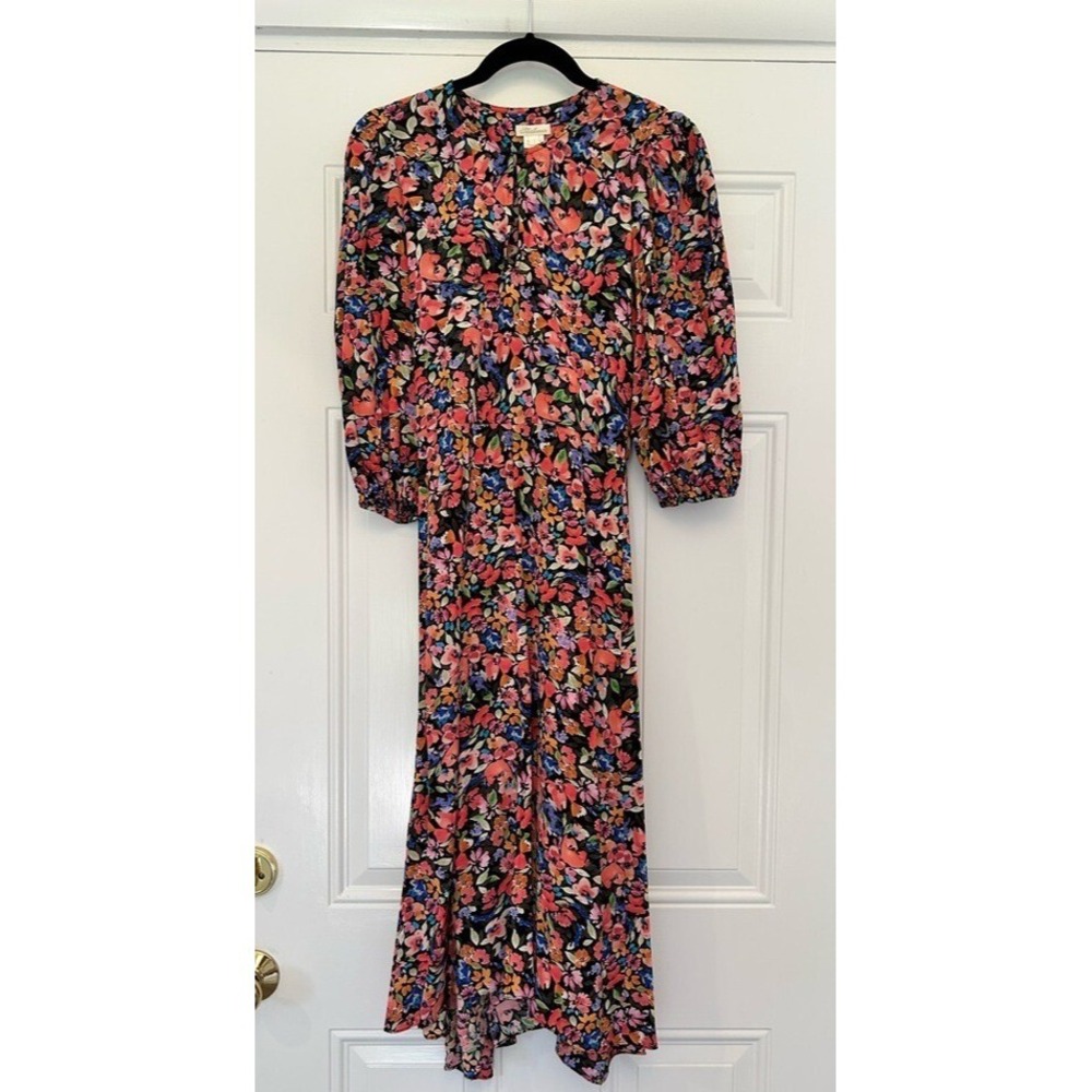Shoshanna romantic floral whimsy boho puffy sleeve print easter spring dress 4 - Picture 3 of 11